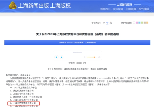 2023年上海版权优势单位